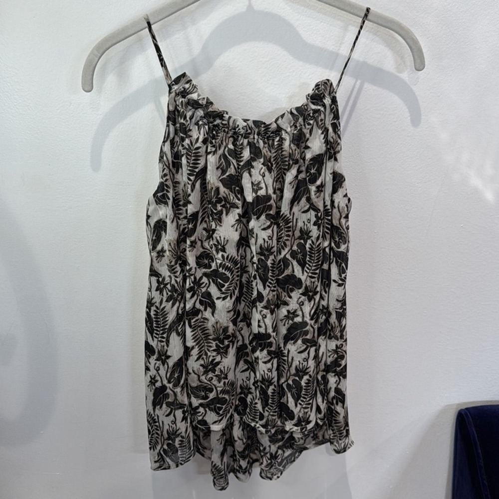 INC International Concepts Flowy Floral Top Women's Size M Black and White